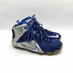 Nike LeBron 12 What if 684593-410 (Youth) US Size 5Y, Blue Silver Shoes Sneakers